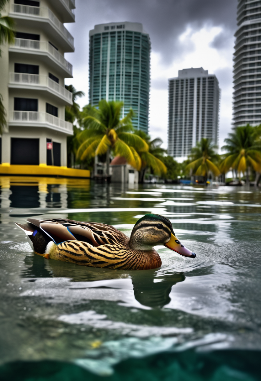 (masterpiece), Miami under water, trashed city, b…