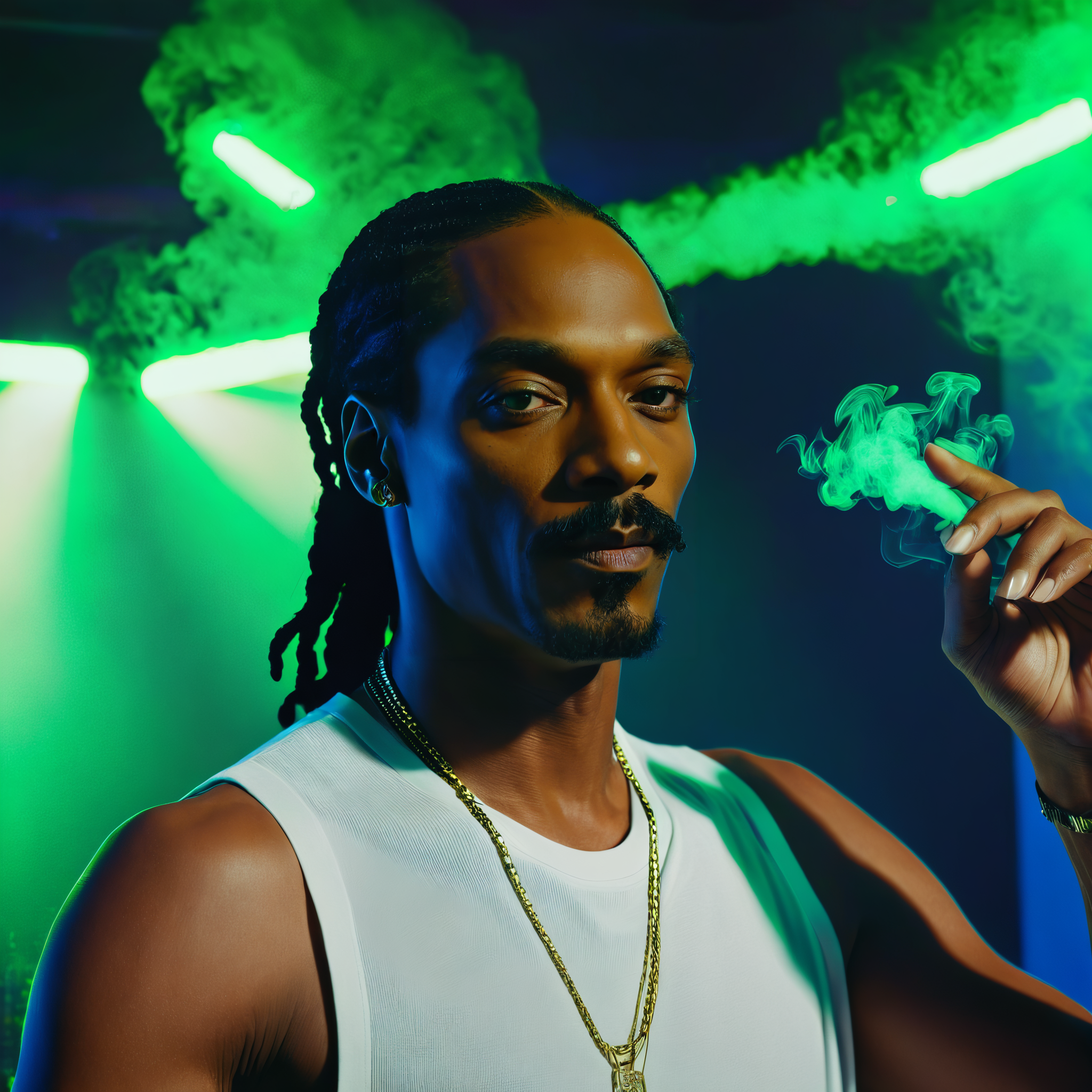 concept art snoop dog,high,good vibes,glowing smo…