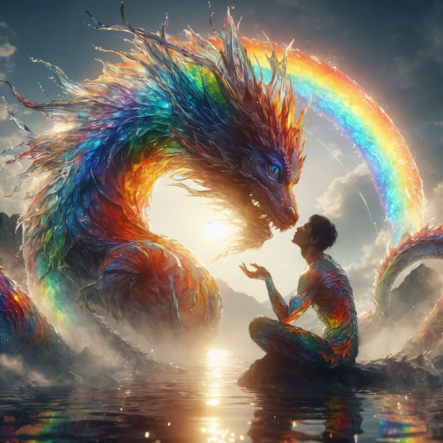 water dragon multicolored, human, multicolored, u…