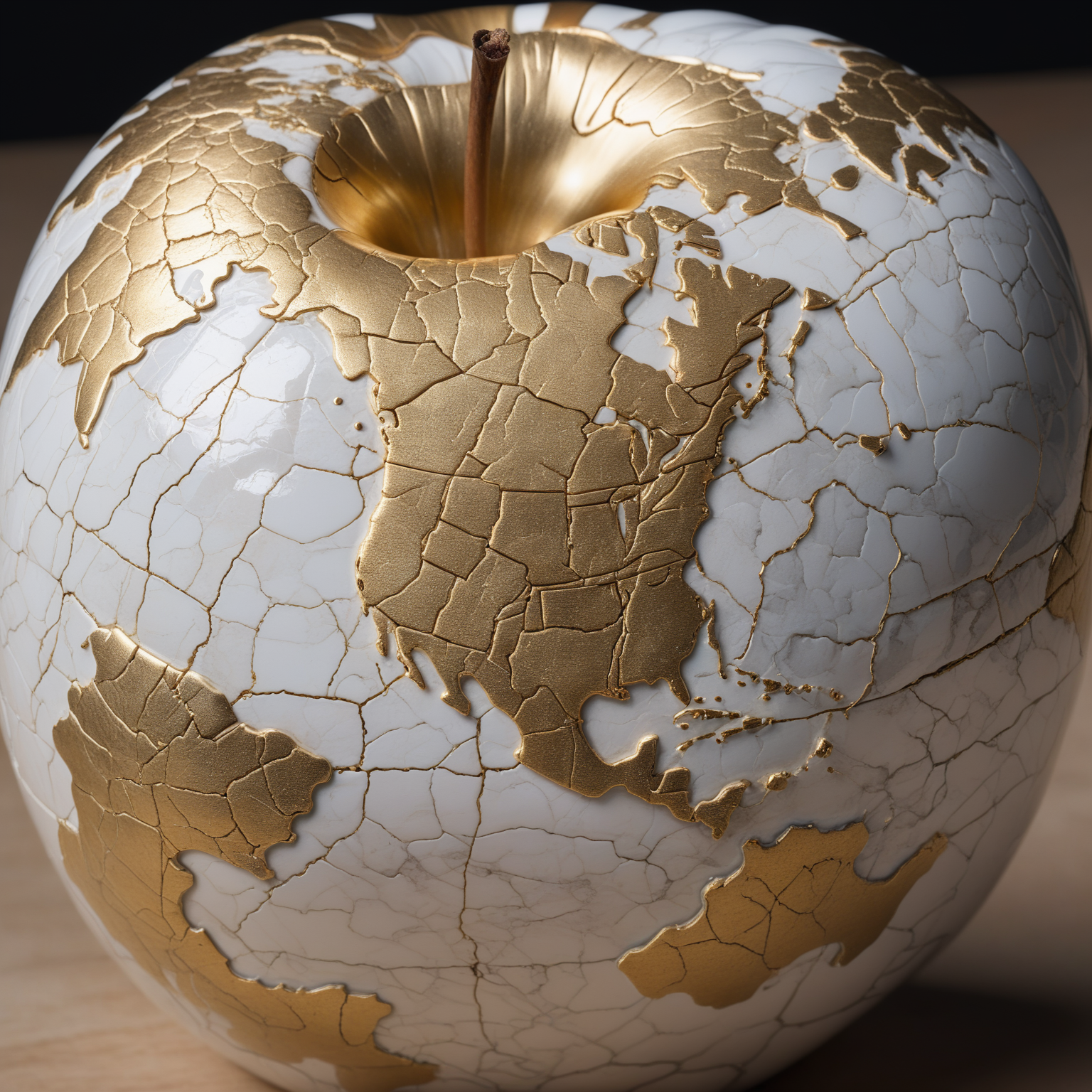 Augarten porcelain, golden world map on huge porc…