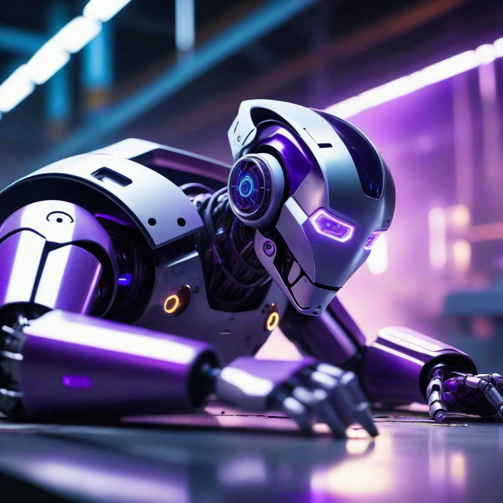 a futuristic robot is laying on a surface with a …