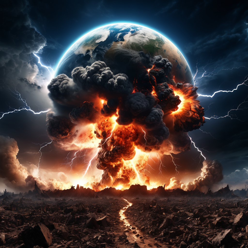 An Armageddon,earth colapse with moon,explode,des…