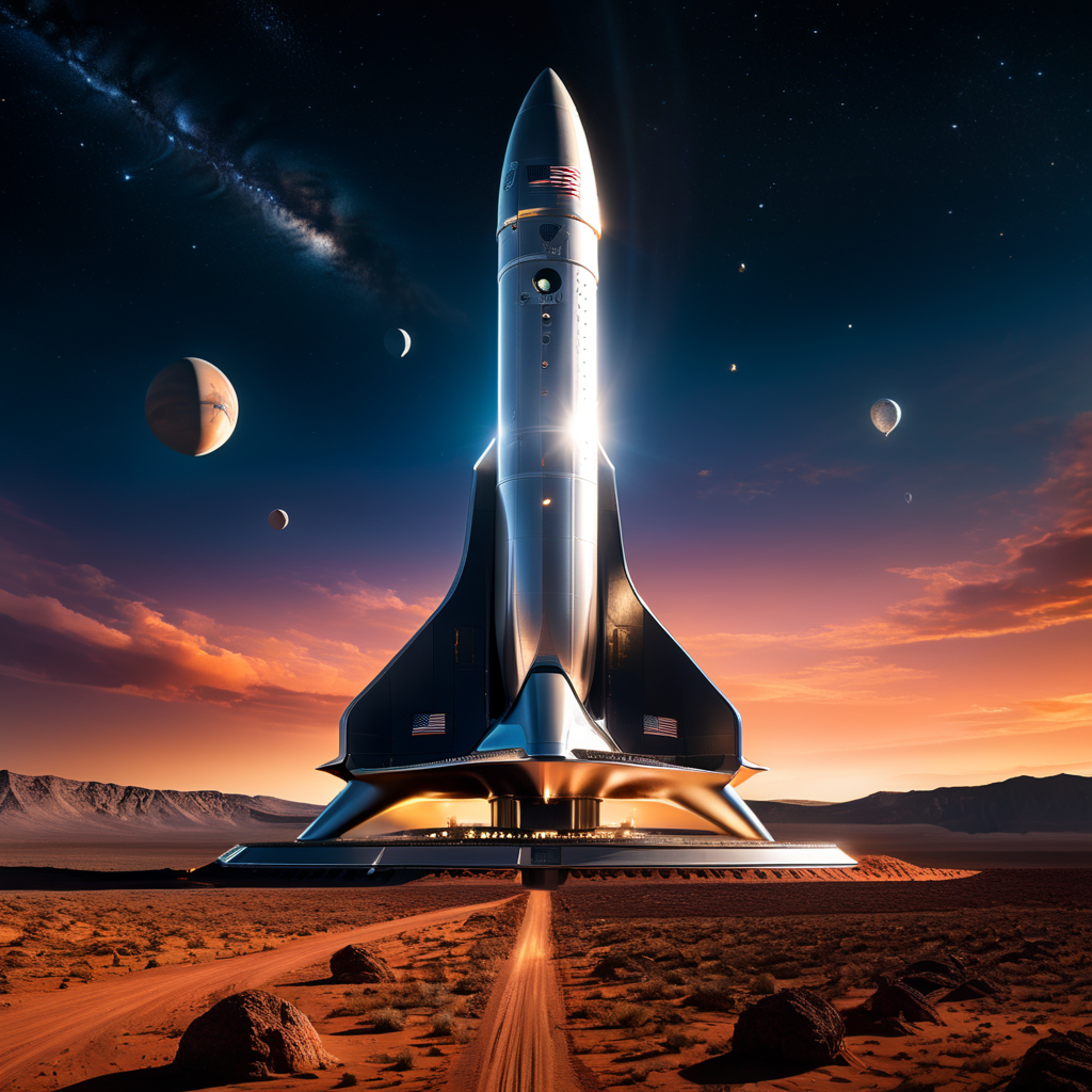 Create a breathtaking image of SpaceX Starship en…