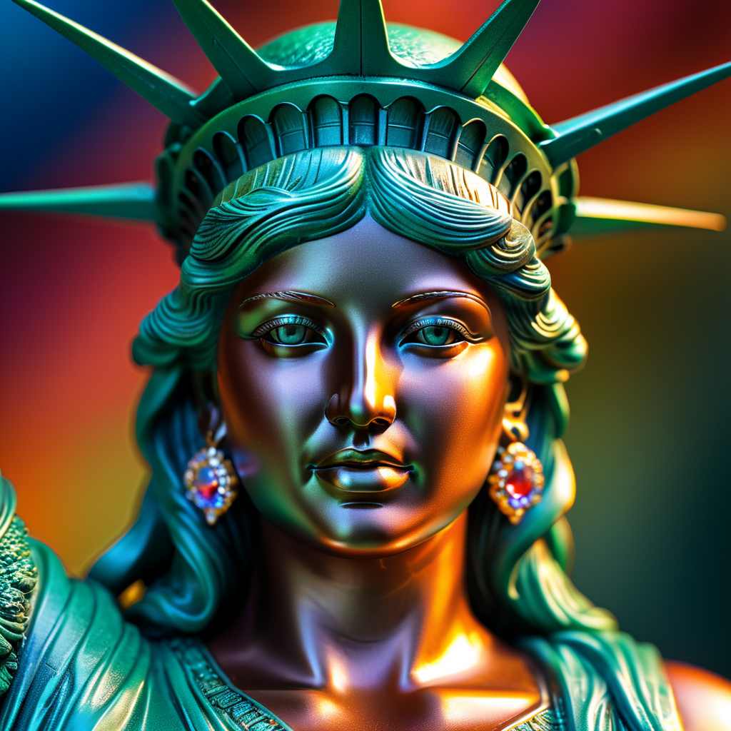 statue of liberty, (colorful), Miki Asai Macro ph…