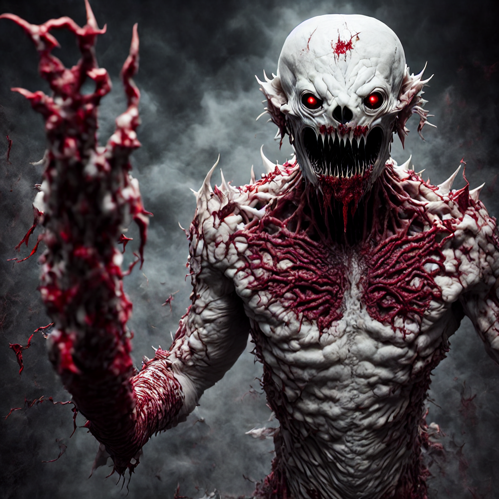 photorealistic, monster, Pale Man, Sharp fangs, A…
