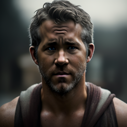 ryan reynolds as a lumberjack sweating muscles