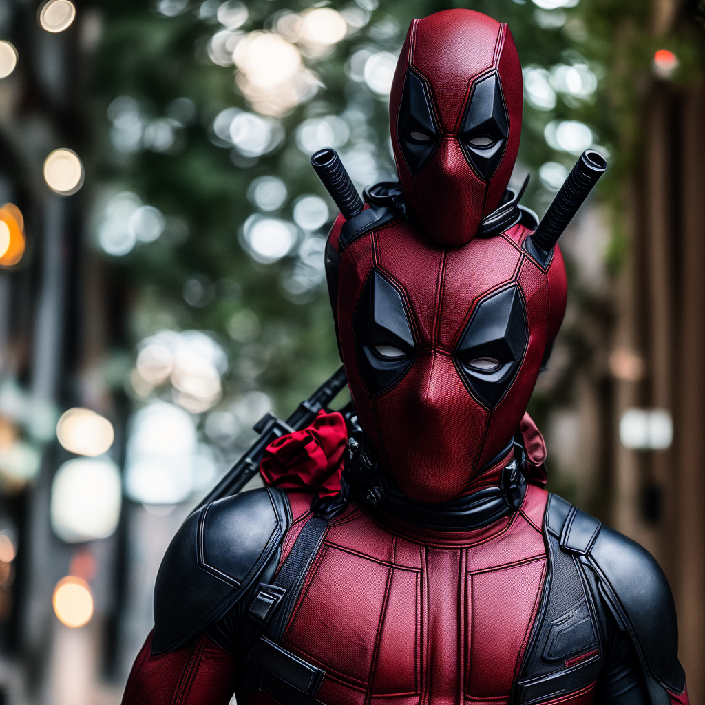 One Deadpool with mask,  hyperdetailed red and bl…