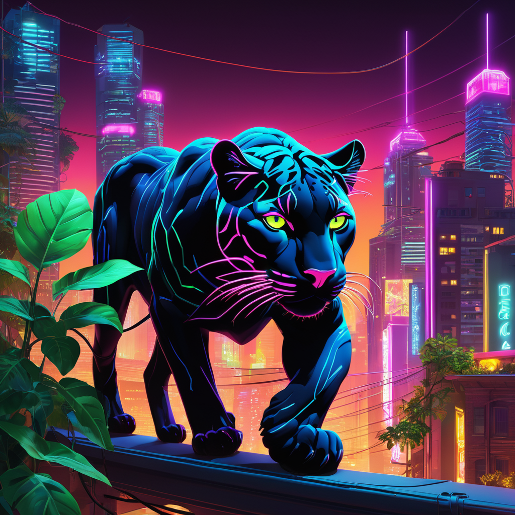 Dive into an urban jungle where neon lights form …