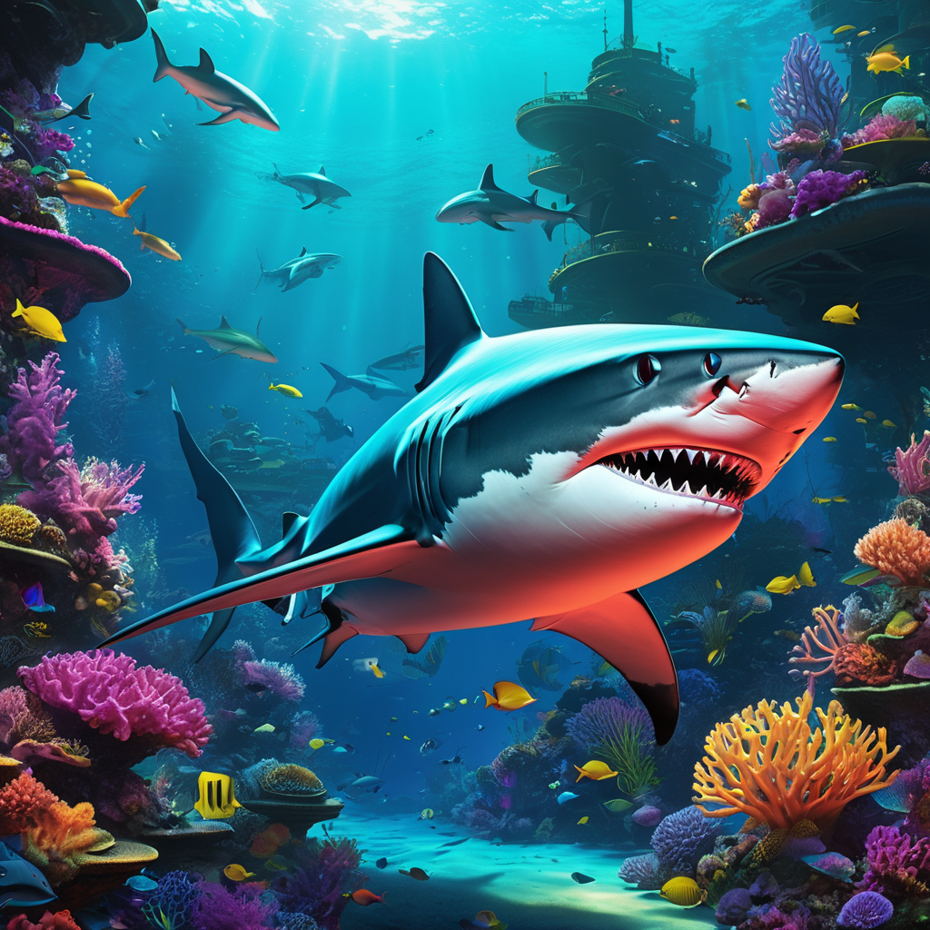 Delve into an electric undersea realm, where the …