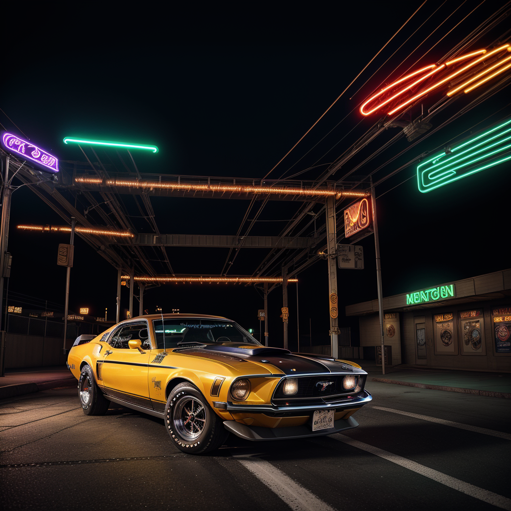 Ford March 1 mustang speeding down the night stre…