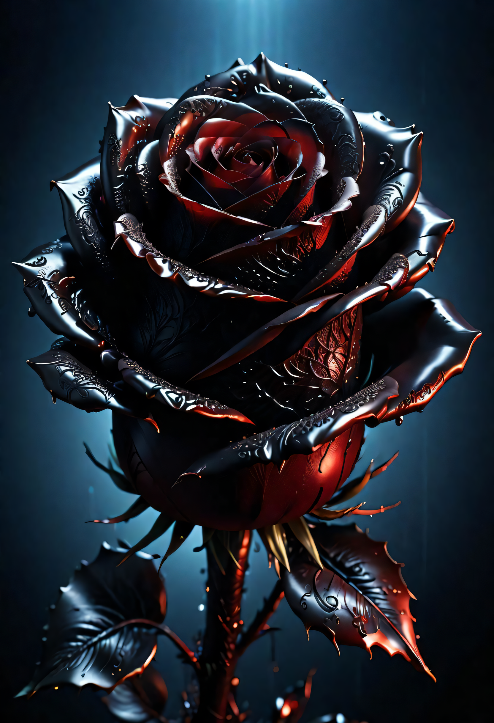 single bleeding black rose, by Anato Finnstark, (…