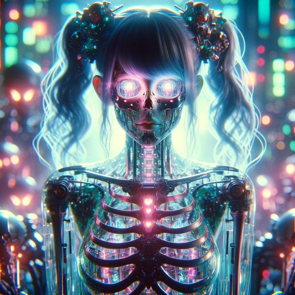 cinematic and ethereal photo of a cyber bone demo…