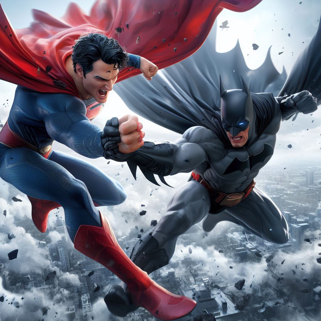 superman fighting batman