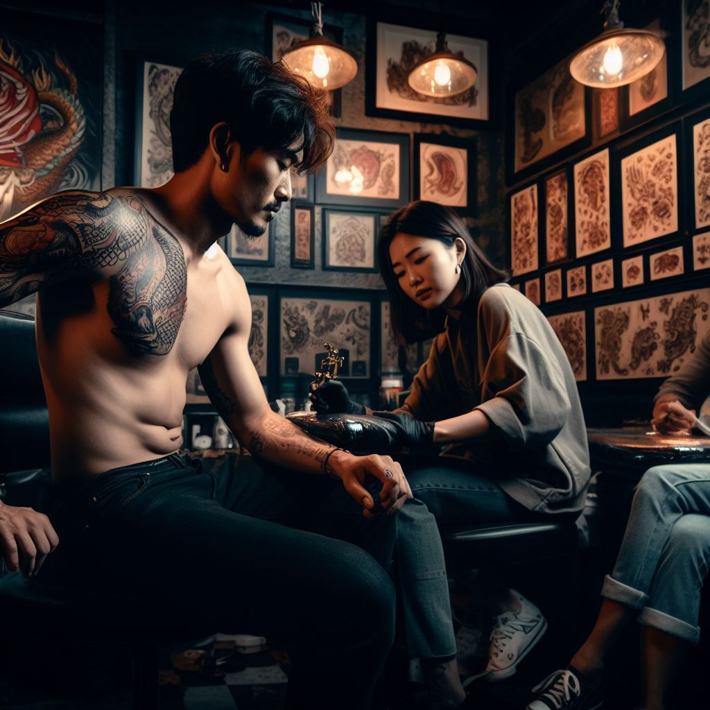 Getting a tattoo