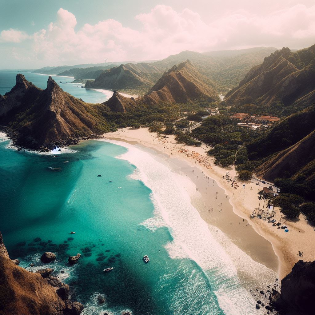 drone shot of a beach