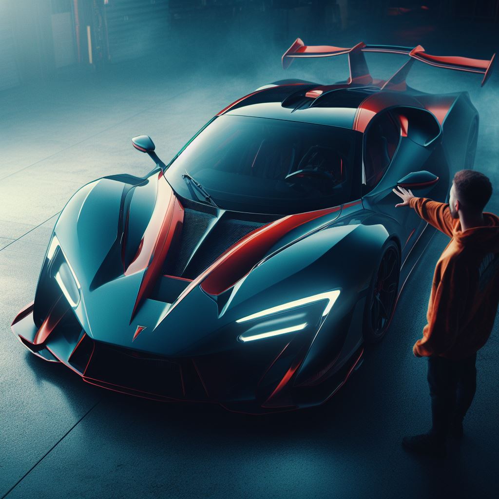 supecar touching hood