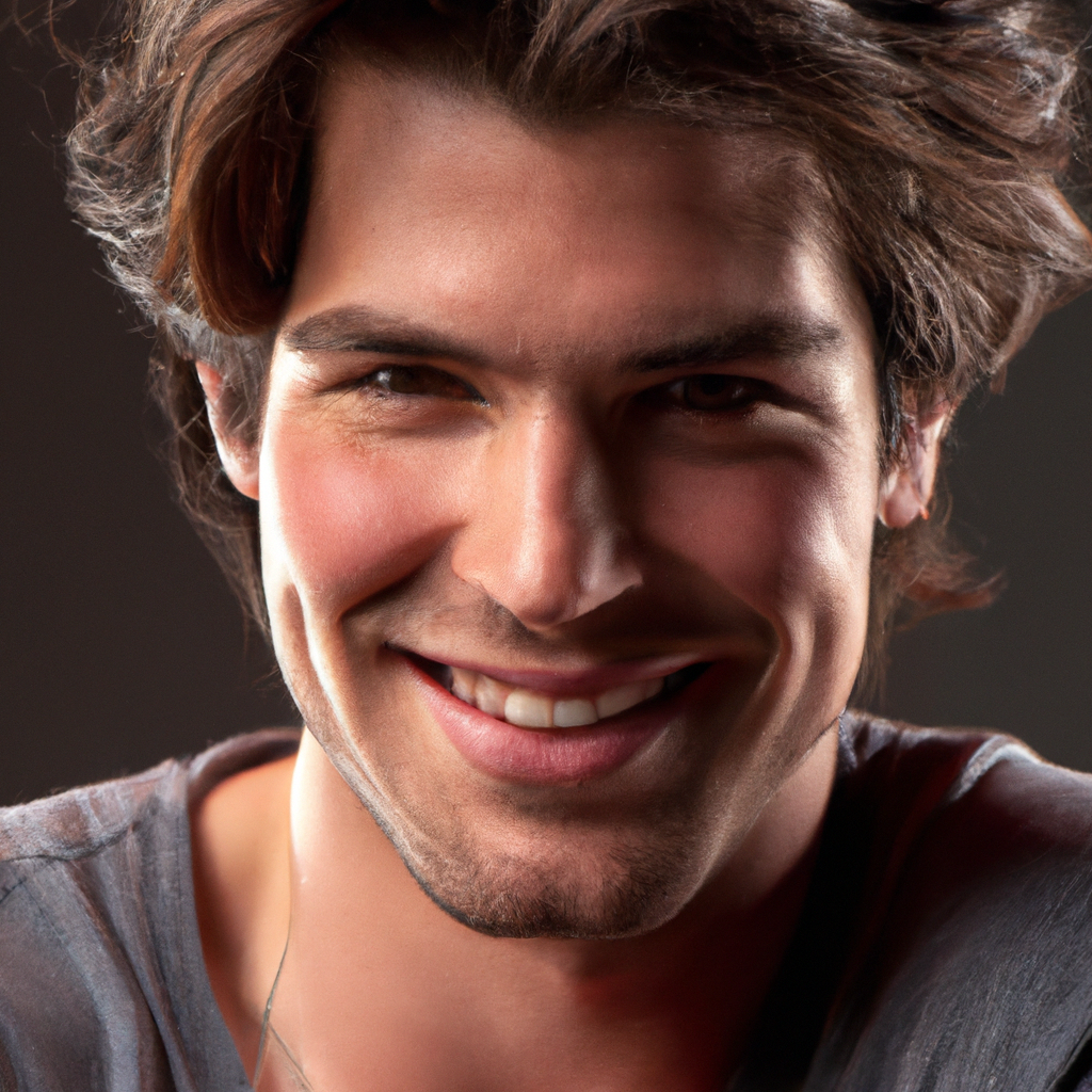 Create a hyper realistic image of a person. They should be fit, look like a model, smiling and be in their 30s.